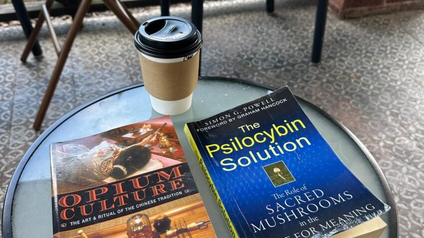 Coffee Shop with Books & Cappuccino