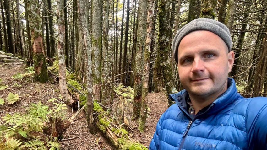 Joshua enjoying nature walk at Mt Mitchell