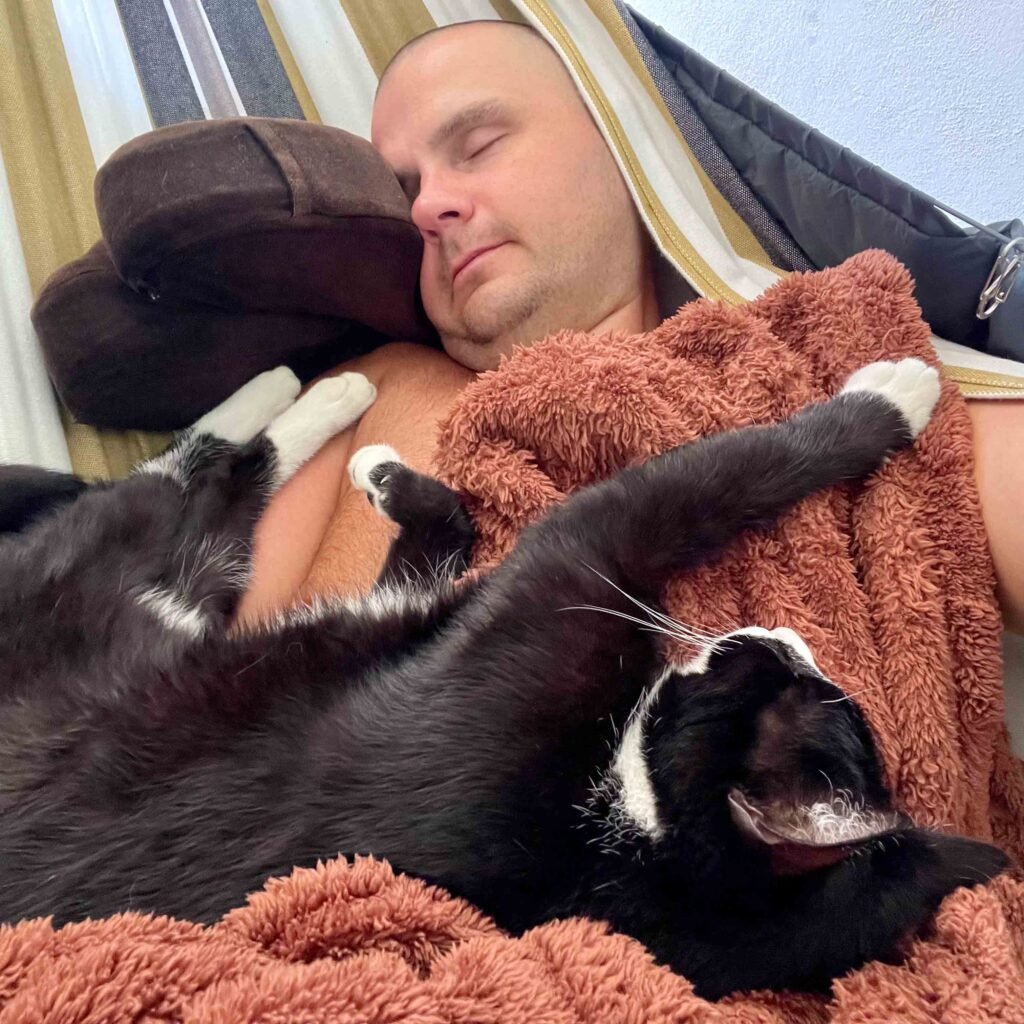 Lokah and I catching a nap mid-morning in the hammock.